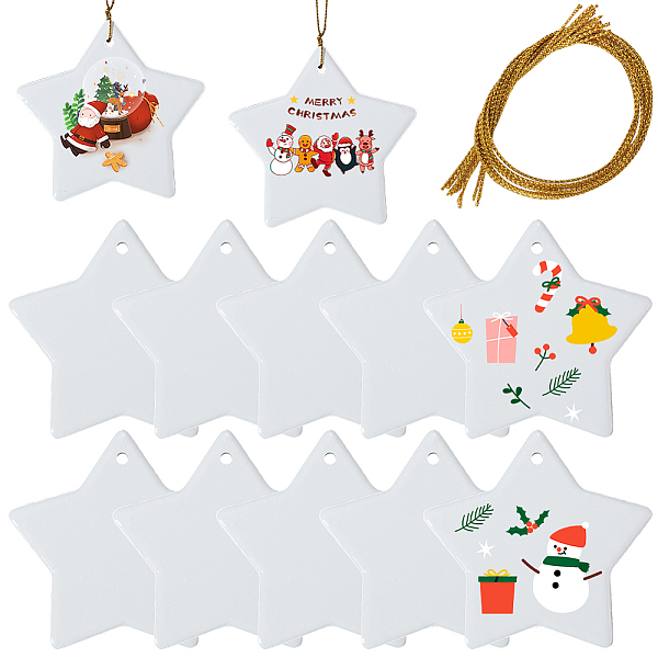 12Pcs Porcelain Heat Transfer Sublimation Blank Pendant Decorations