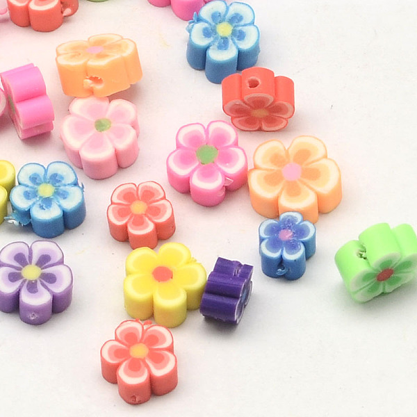 

PandaHall Handmade Polymer Clay Flower Plum Blossom Beads, Mixed Color, 8~9x3~5mm, Hole: 2mm Polymer Clay Flower Multicolor