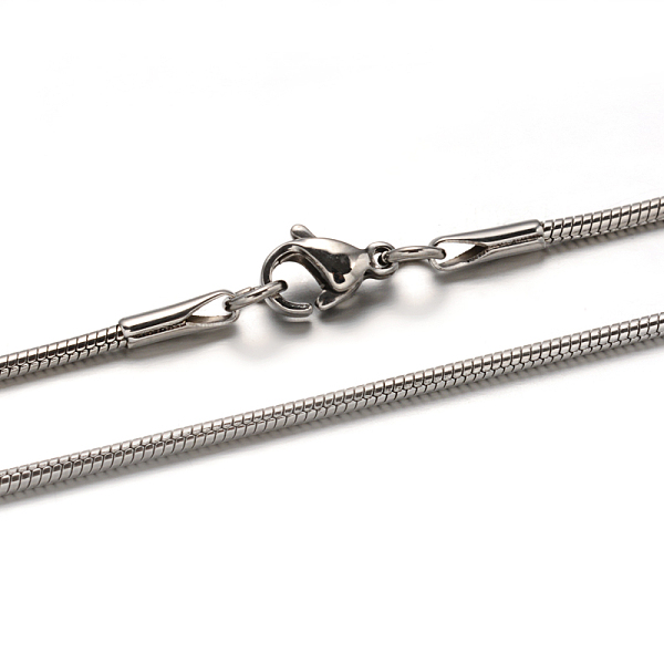 

PandaHall 304 Stainless Steel Snake Chain Necklaces, with Lobster Claw Clasps, Stainless Steel Color, 21.6 inch(55cm), 1.5mm 304 Stainless...