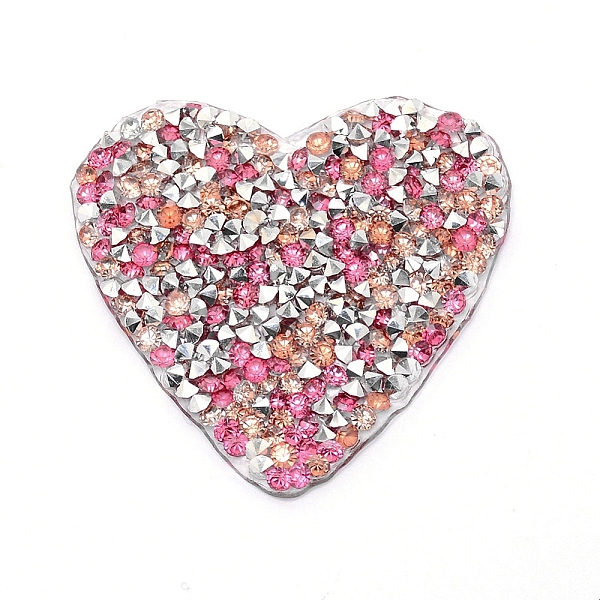 PandaHall Glitter Hotfix Rhinestone, Hot Melt Adhesive on the Back, Costume Accessories, Heart, Light Rose, 48x50x3mm Resin Rhinestone Heart...