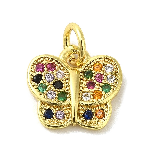 

PandaHall Real 18K Gold Plated Brass Pave Cubic Zirconia Pendants, with Jump Rings, Butterfly, Colorful, 10.5x11x2mm, Hole: 3mm Brass+Cubic...