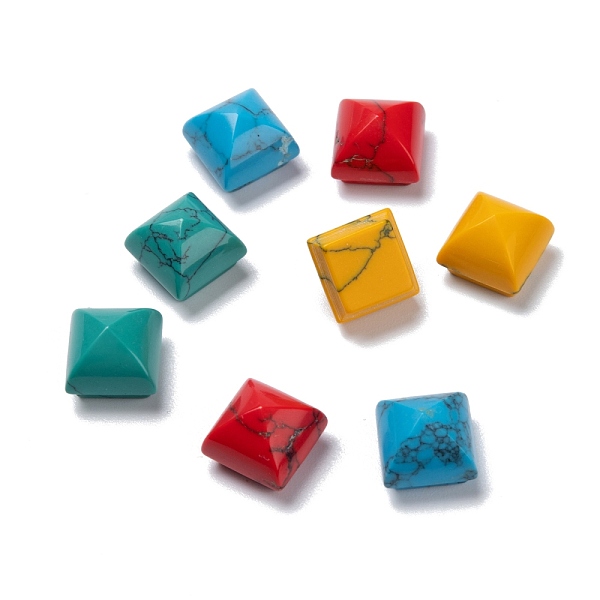 

PandaHall Dyed Synthetic Turquoise Cabochons, Faceted, Square with Pointed Cone, 10x10x8mm Synthetic Turquoise Square