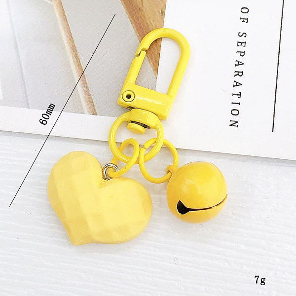 

PandaHall Acrylic Pendants Keychain, with Spray Painted Alloy Findings, Heart & Bell, Yellow, 6cm Acrylic Heart Yellow