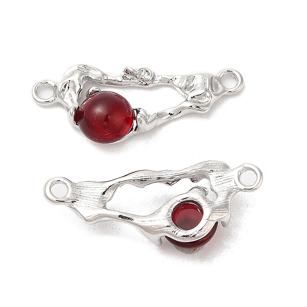 

PandaHall Brass Connector Charms, Oval Links with Glass, Real Platinum Plated, Dark Red, 12x31x6mm, Hole: 2mm Brass+Glass Oval