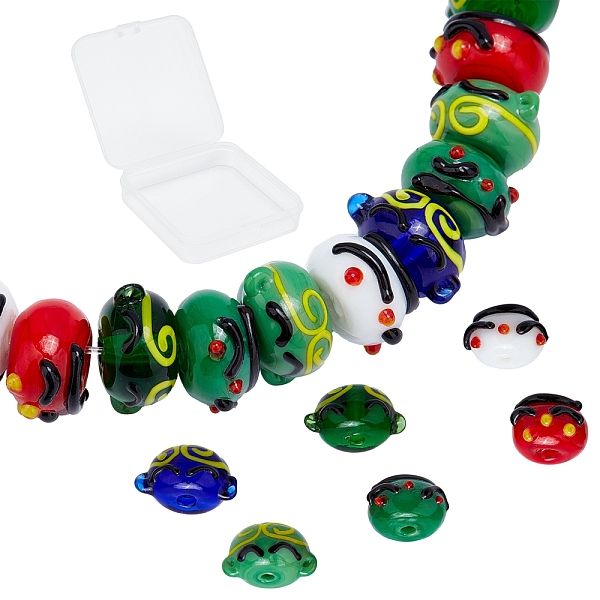 

PandaHall SUNNYCLUE 12Pcs 6 Style Handmade Bumpy Lampwork Beads, Abacus, Mixed Color, 2pcs/Style Lampwork Rondelle Multicolor