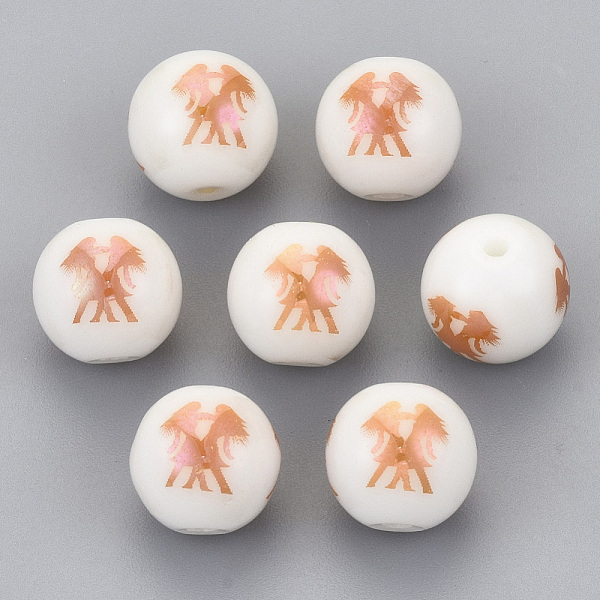 

PandaHall Electroplate Glass Beads, Round with Constellations Pattern, Rose Gold Plated, Gemini, 10mm, Hole: 1.2mm Glass Gemini