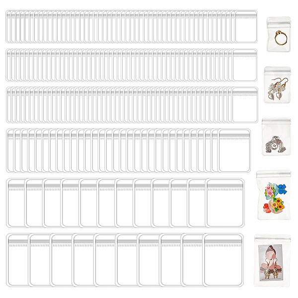 

PandaHall 200 Pcs 6 Sizes Self Seal Plastic Zipper Bag, Clear Jewelry Plastic Bags Self-Sealing Plastic Jewelry Bags for Rings Earrings...