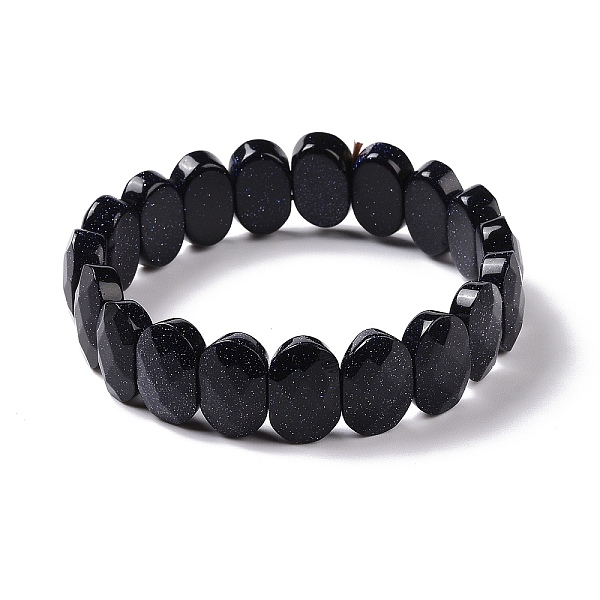 

PandaHall Synthetic Blue Goldstone Oval Beaded Stretch Bracelet, Gemstone Jewelry for Women, Inner Diameter: 2-1/8 inch(5.4~5.5cm) Blue...