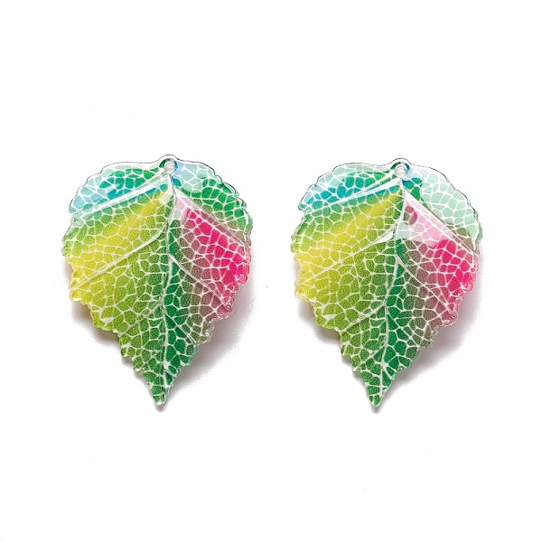

PandaHall Autumn Theme Acrylic Pendants, for DIY Earring Decoration, Leaf, Colorful, 36x27x2mm, Hole: 1.6mm Acrylic Leaf