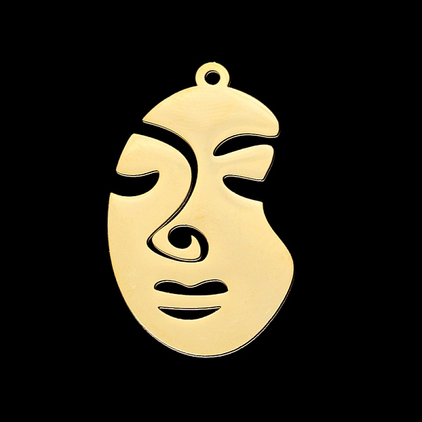 

PandaHall 201 Stainless Steel Pendants, Laser Cut, Abstract Face, Golden, 37.5x22.5x1mm, Hole: 1.8mm 201 Stainless Steel Human
