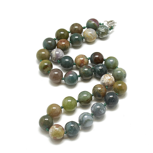 

PandaHall Natural Indian Agate Beaded Necklaces, with Alloy Lobster Clasps, Round, 18.1 inch~18.5 inch(46~47cm), round: 11.5~12mm Indian...