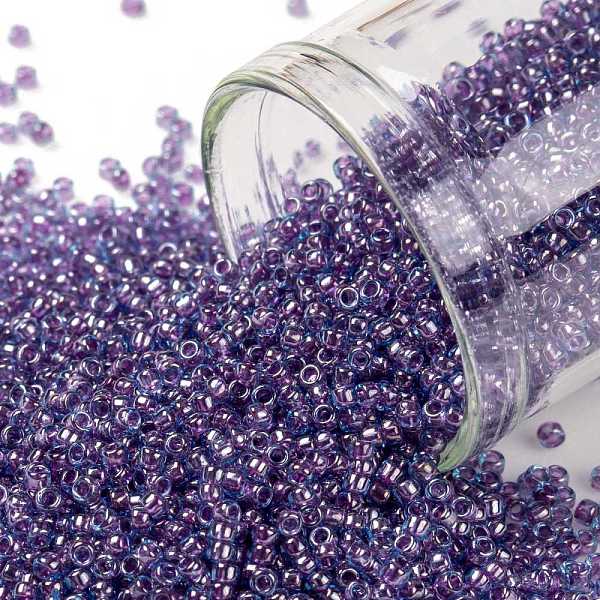 

PandaHall TOHO Round Seed Beads, Japanese Seed Beads, (252) Inside Color Aqua/Purple Lined, 15/0, 1.5mm, Hole: 0.7mm, about 3000pcs/10g..., Cyan