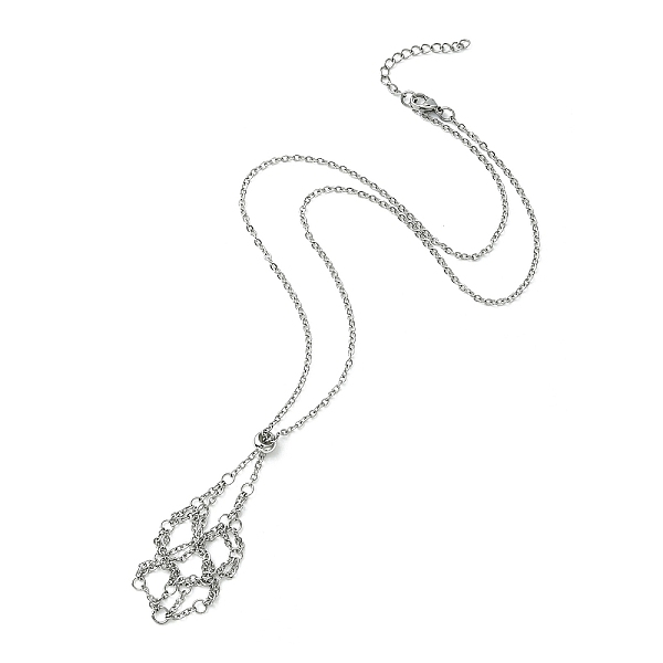 

PandaHall 304 Stainless Steel Cable Chains Macrame Pouch Empty Stone Holder for Pendant Necklaces Making, with Slide Beaded, Stainless Steel...
