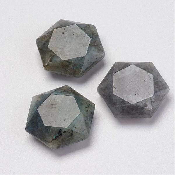 

PandaHall Natural Labradorite Pendants, Hexagon, 28~29x25x9~10mm, Hole: 1.5mm Labradorite Hexagon