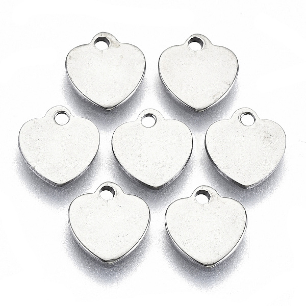 

PandaHall 201 Stainless Steel Charms, Laser Cut, Stamping Blank Tag, Heart, Stainless Steel Color, 8x7.5x0.7mm, Hole: 1.2mm 201 Stainless...