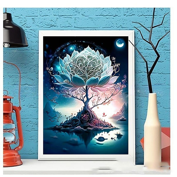 

PandaHall DIY Diamond Painting Stickers Kits For Kids, including Resin Rhinestone, Diamond Sticky Pen, Tray Plate, Glue Clay, Tree of Life...