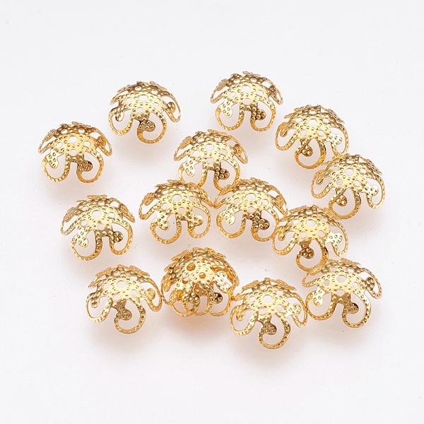 

PandaHall 304 Stainless Steel Fancy Bead Caps, Flower, 5-Petal, Real 18K Gold Plated, 10x3.5mm, Hole: 1mm 304 Stainless Steel