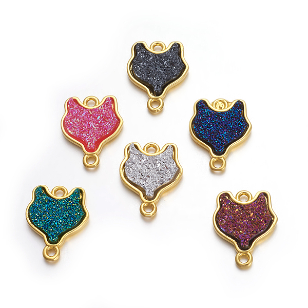 

PandaHall Brass Links connectors, with Druzy Resin, Golden Plated Color, Tiger, Mixed Color, 17.5x13.5x3mm, Hole: 1.7mm Brass+Resin Tiger..., Multicolor