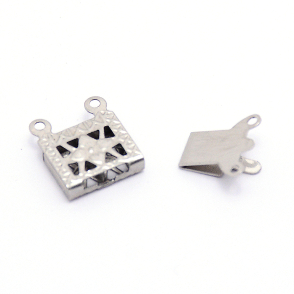 

PandaHall Stainless Steel Box Clasps, Multi-Strand Clasps, 2-Strands, 4 Holes, Rectangle, Stainless Steel Color, 10x15x2.5mm, Hole: 1mm...