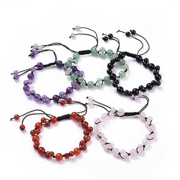 

PandaHall Adjustable Nylon Cord Braided Bead Bracelets, with Natural Gemstone Beads, 2-1/8 inch~3-1/2 inch(5.4~8.8cm) Mixed Stone