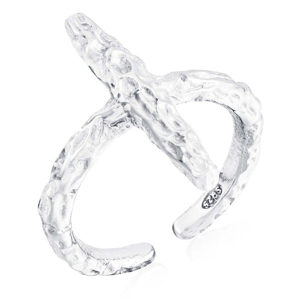 

PandaHall 925 Sterling Silver Cross Open Cuff Ring for Women, Silver, US Size 5 1/4(15.9mm) Sterling Silver