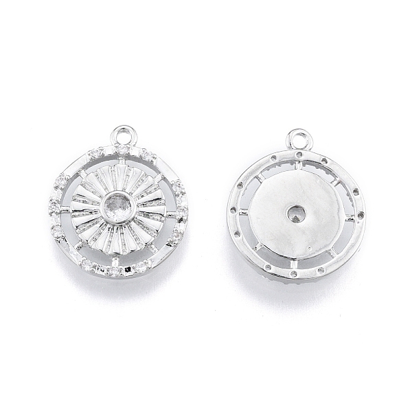 

PandaHall Brass Micro Pave Clear Cubic Zirconia Pendants, Nickel Free, Flat Round, Real Platinum Plated, 20.5x17x2.5mm, Hole: 1.6mm...