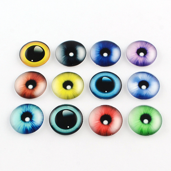 

PandaHall Half Round/Dome Dragon Eye Pattern Glass Flatback Cabochons for DIY Projects, Dragon Eye Color, 12x4mm Glass Half Round Multicolor
