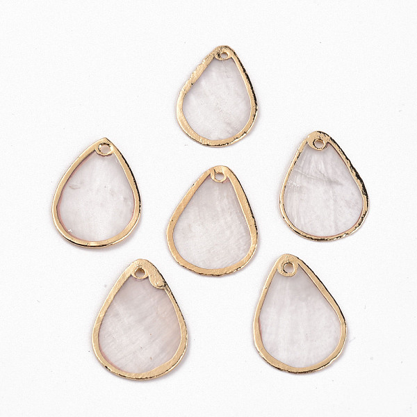 

PandaHall Natural Capiz Shell Pendants, Brass Edge Golden Plated, Teardrop, Linen, 25x18x0.8mm, Hole: 1.6mm Capiz Shell Teardrop Brown