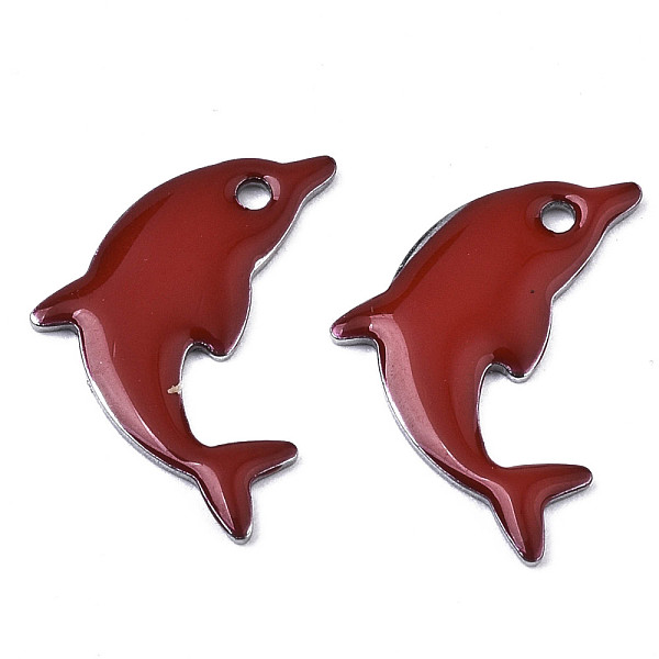 

PandaHall 201 Stainless Steel Enamel Pendants, Dolphin, Stainless Steel Color, Brown, 17x11.5x1.5mm, Hole: 1.2mm Stainless Steel+Enamel...