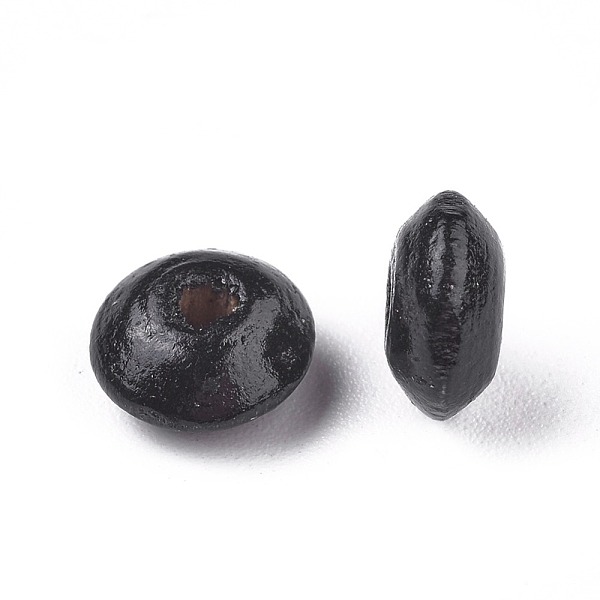PandaHall Natural Wood Beads, Flat Round, Lead Free, Dyed, Black, about 8mm in diameter, 4mm thick, hole: 2.5mm, about 13680pcs/1000g Wood...