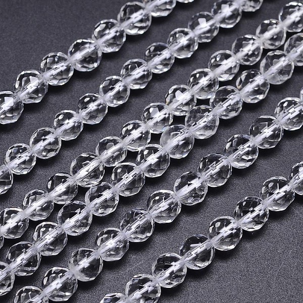 

PandaHall Faceted(64 Facets) Natural Quartz Crystal Round Beads Strands, Rock Crystal Beads, 6mm, Hole: 1mm, about 64pcs/strand, 15.5 inch...