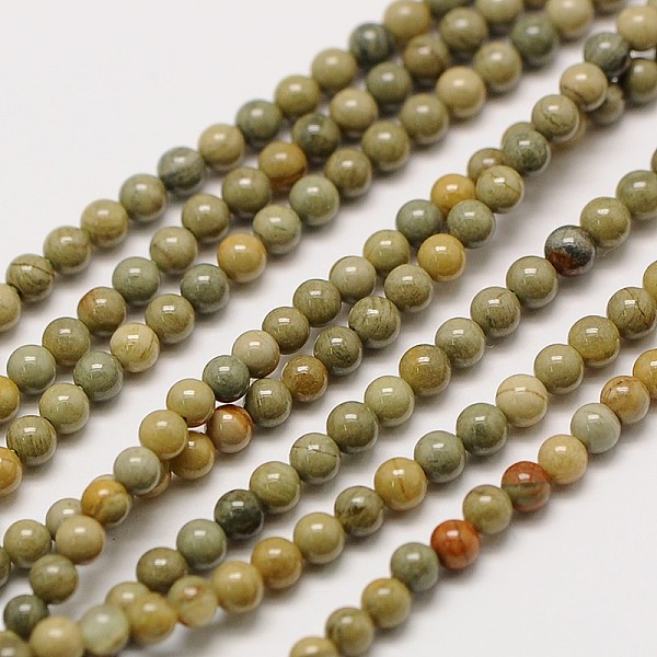 

PandaHall Natural Silver Leaf Jasper Round Beads Strands, 2mm, Hole: 0.8mm, about 184pcs/strand, 16 inch Silver Leaf Jasper Round
