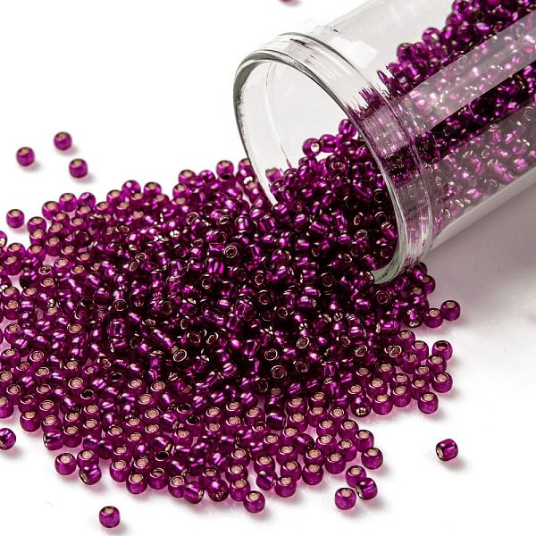 

PandaHall TOHO Round Seed Beads, Japanese Seed Beads, (2223) Silver Lined Dragonfruit, 11/0, 2.2mm, Hole: 0.8mm, about 1110pcs/10g Glass..., Purple