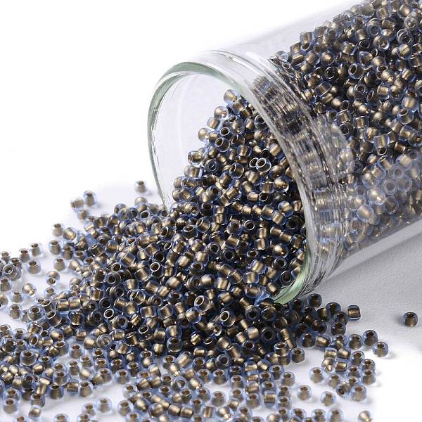 

PandaHall TOHO Round Seed Beads, Japanese Seed Beads, (997FM) Bronze Lined Light Sapphire Rainbow Matte, 15/0, 1.5mm, Hole: 0.7mm, about..., Brown