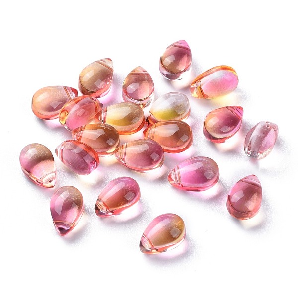 

PandaHall Transparent Glass Beads, Top Drilled Beads, Teardrop, Light Salmon, 9x6x5mm, Hole: 1mm Glass Teardrop