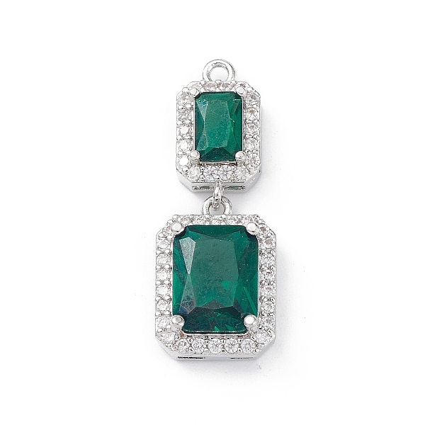 

PandaHall Rack Plating Brass Micro Pave Clear Cubic Zirconia Big Pendants, with Glass Rhinestone, Rectangle Charms, Long-Lasting Plated...