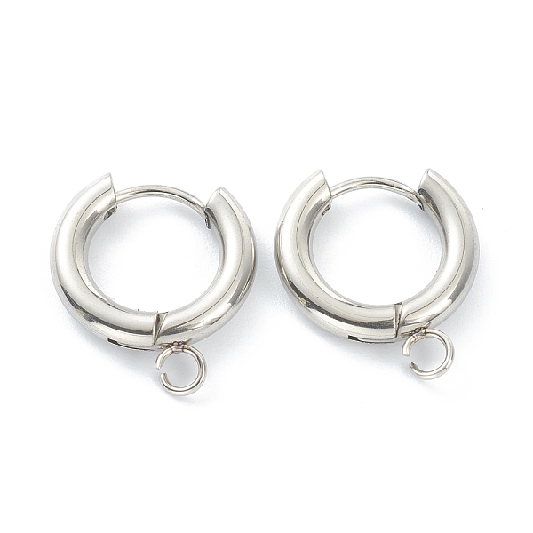 

PandaHall 201 Stainless Steel Huggie Hoop Earring Findings, with Horizontal Loop and 316 Surgical Stainless Steel Pin, Stainless Steel Color...