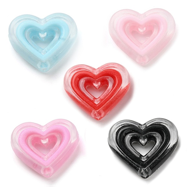 

PandaHall Acrylic Beads, Bead in Bead, Heart, Mixed Color, 19.5x23x6mm, Hole: 3mm, about 280pcs/500g Acrylic Heart Multicolor