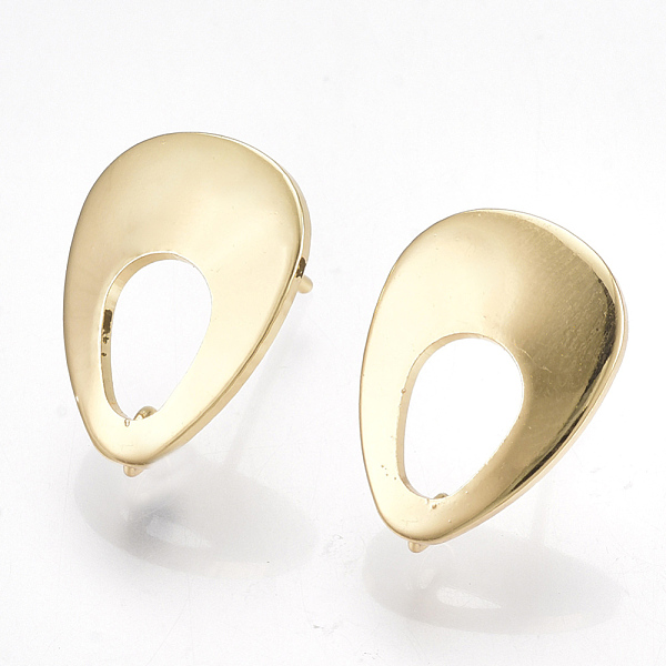 

PandaHall Brass Stud Earring Findings, with Loop, Teardrop, Real 18K Gold Plated, 16.5x12mm, Hole: 2mm, Pin: 0.7mm Brass Teardrop