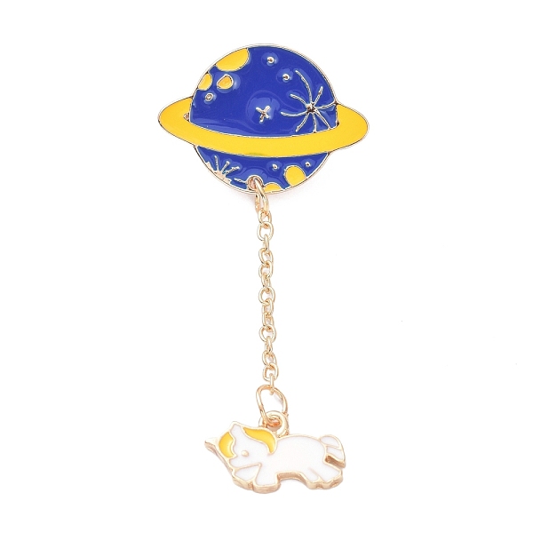 

PandaHall Alloy Enamel Brooches, Enamel Pin, Planet with Horse, Golden, Blue, 63mm, Pin: 1.2mm Alloy+Enamel Blue