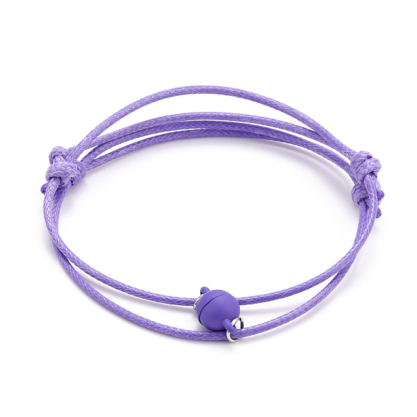 

PandaHall Adjustable Magnetic Bracelet for Couples, with Korean Waxed Polyester Cord and Alloy Magnetic Clasps, Lilac, Inner Diameter..., Purple