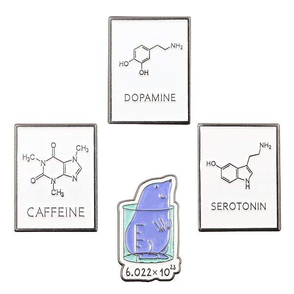 

PandaHall 4Pcs 4 Style Alloy Enamel Brooches, Enamel Pin, with Clutches, Chemistry Theme Beaker & Rectangle, Platinum, Mixed Color..., Multicolor