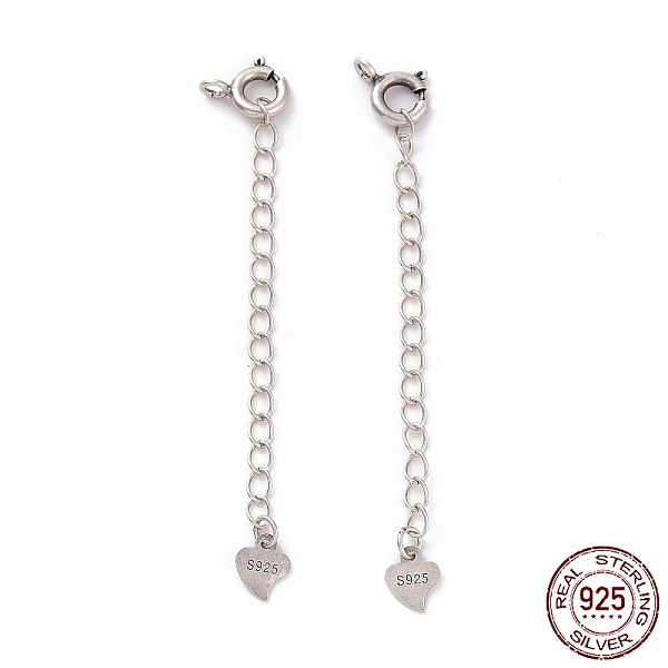 

PandaHall 925 Sterling Silver Chain Extenders, with Spring Ring Clasps & Charms, Heart, Antique Silver, 59x5.8mm, Hole: 1.6mm Sterling...
