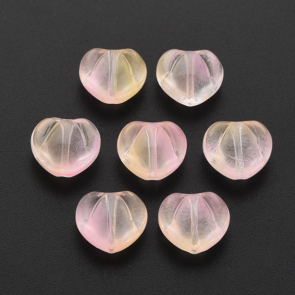 

PandaHall Two Tone Transparent Spray Painted Glass Beads, Heart, PeachPuff, 10.5x12x6.5mm, Hole: 1mm Glass Heart Brown