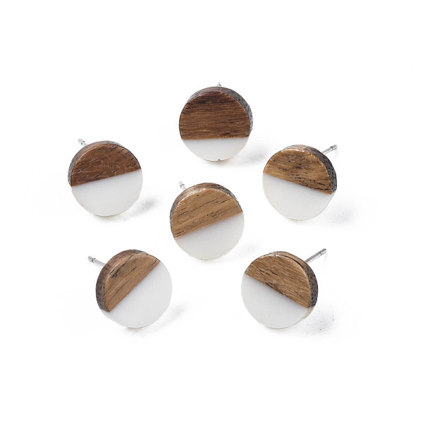 

PandaHall Opaque Resin & Walnut Wood Stud Earrings, with 316 Stainless Steel Pins, Flat Round, White, 10mm, Pin: 0.7mm Wood Flat Round White