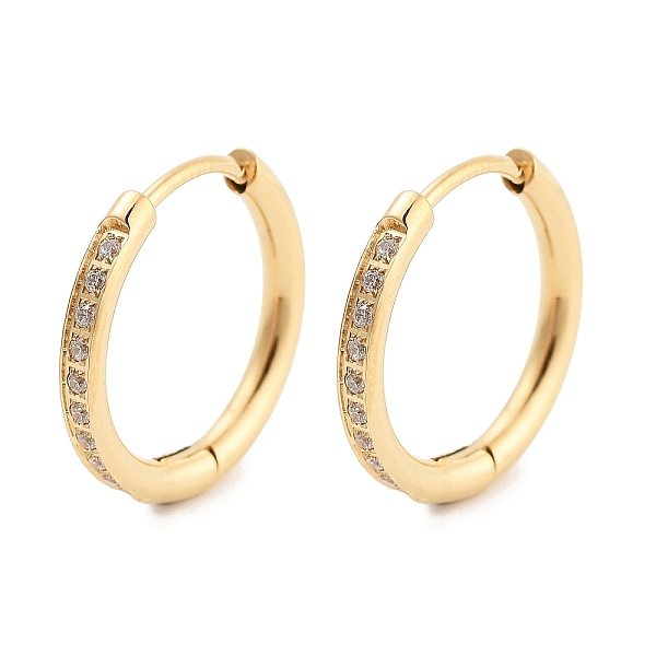 

PandaHall Ion Plating(IP) 304 Stainless Steel Micro Pave Clear Cubic Zirconia Huggie Hoop Earrings for Women, with 316 Surgical Stainless...