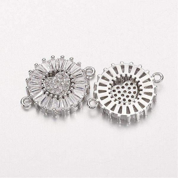 

PandaHall Electrophoresis Brass Micro Pave Cubic Zirconia Links, Long-Lasting Plated, Flat Round, Platinum, 19.5x15x3mm, Hole: 1mm...