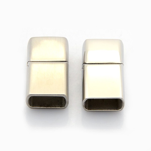 

PandaHall Mixed Styles Glazed or Matte Rectangle 304 Stainless Steel Magnetic Necklace Clasps, with Glue-in Ends, Stainless Steel Color...