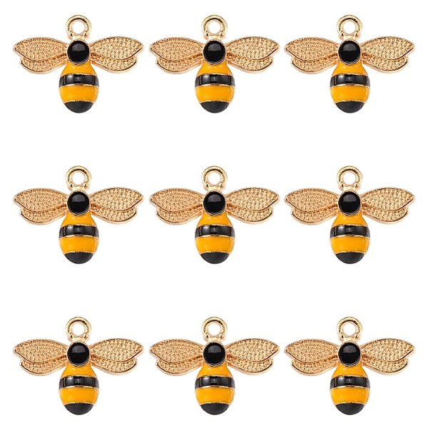 

PandaHall Alloy Enamel Pendants, Cadmium Free & Lead Free, Light Gold, Bees, Gold & Black, 17.5x22.5x4mm, Hole: 2mm Alloy+Enamel Bees Gold