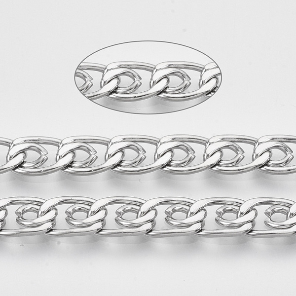 

PandaHall 304 Stainless Steel Lumachina Chains, Snail Chains, Scroll Chains, with Spool, Unwelded, Stainless Steel Color, Link: 11.5x7.5x2mm...